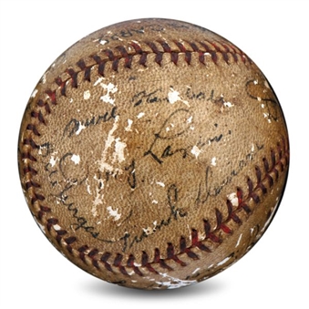 1938 N.L. Champion Chicago Cubs Team Signed Baseball With Dean and Lazzeri